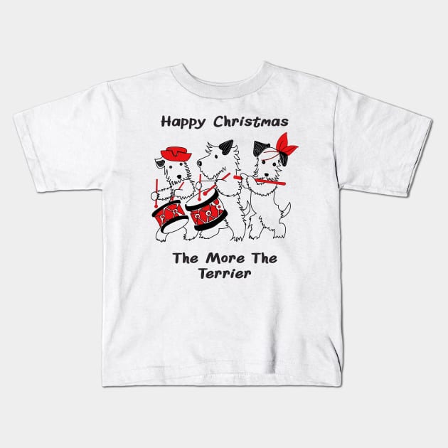 The Scotty Dogs Christmas Band. The mores the Terrier. Kids T-Shirt by 1AlmightySprout